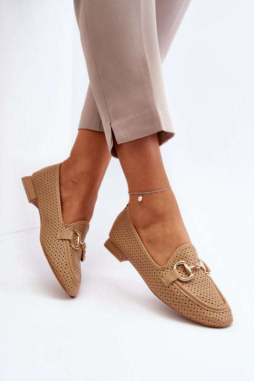 mocasines de mujer con tacón ancho con adornos en marrón Iluvana