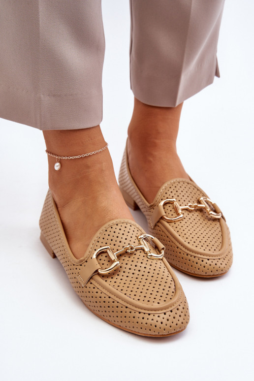 mocasines de mujer con tacón ancho con adornos en marrón Iluvana