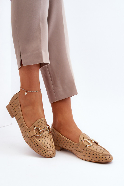 mocasines de mujer con tacón ancho con adornos en marrón Iluvana