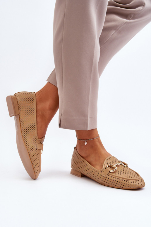 mocasines de mujer con tacón ancho con adornos en marrón Iluvana