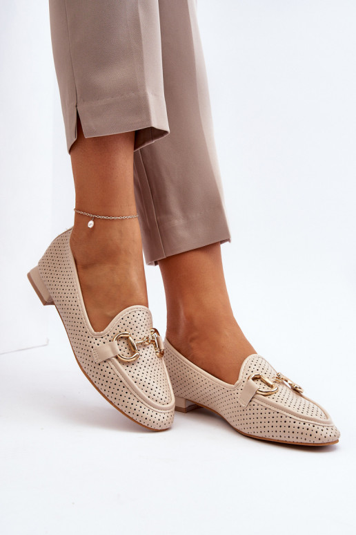 mocasines de mujer con tacón ancho con adornos beige Iluvana mocasines de mujer con tacón ancho con adornos beige Iluvana