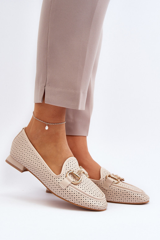 mocasines de mujer con tacón ancho con adornos beige Iluvana mocasines de mujer con tacón ancho con adornos beige Iluvana