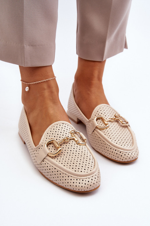 mocasines de mujer con tacón ancho con adornos beige Iluvana mocasines de mujer con tacón ancho con adornos beige Iluvana