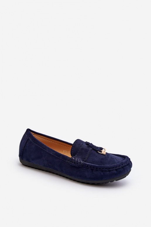 confeccionado en ante modelo Clásico Mocasines color azul oscuro Ontala