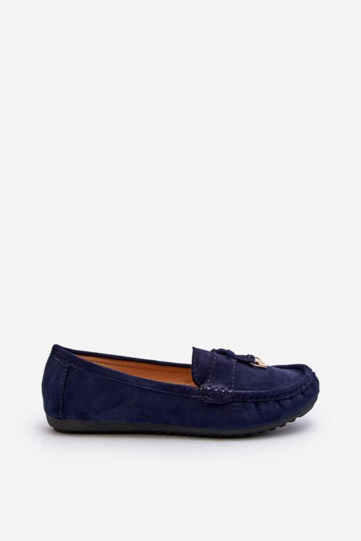 confeccionado en ante modelo Clásico Mocasines color azul oscuro Ontala
