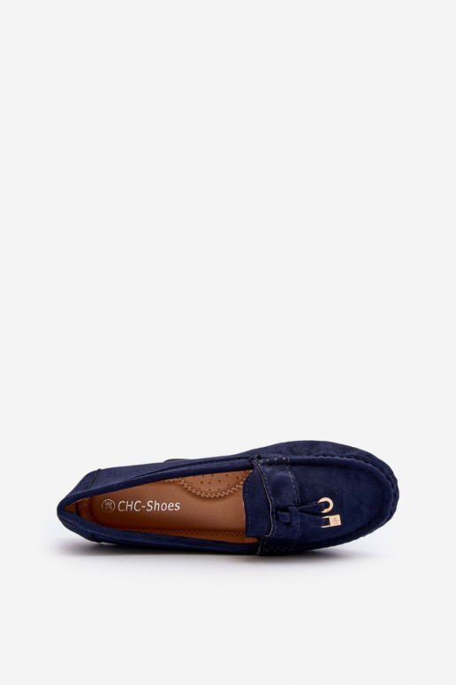 confeccionado en ante modelo Clásico Mocasines color azul oscuro Ontala