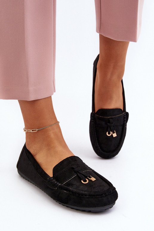 confeccionado en ante modelo Clásico Mocasines color negro Ontala