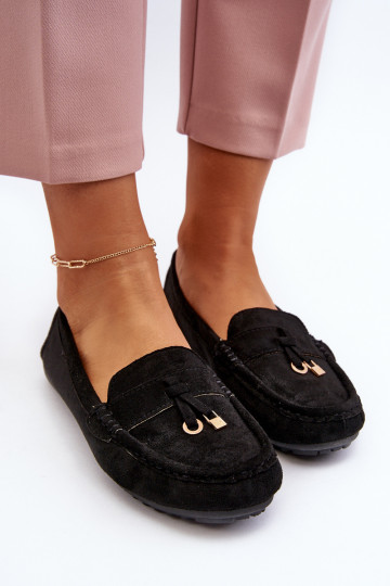 confeccionado en ante modelo Clásico Mocasines color negro Ontala 2