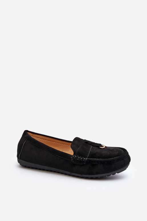 confeccionado en ante modelo Clásico Mocasines color negro Ontala