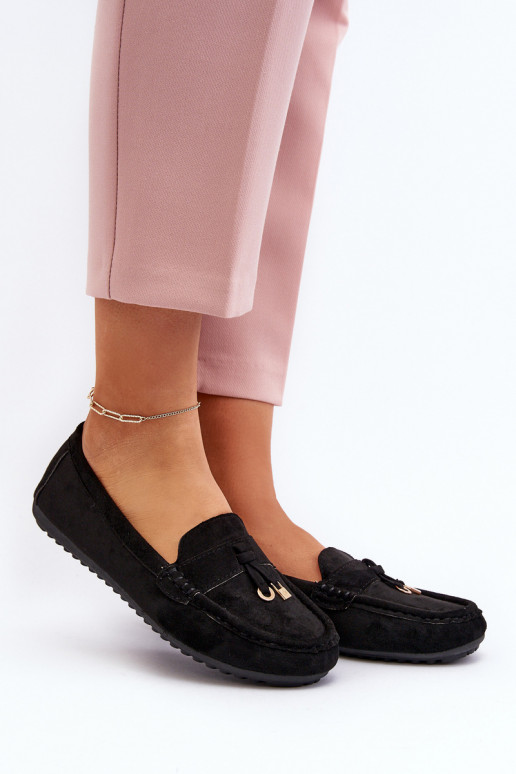 confeccionado en ante modelo Clásico Mocasines color negro Ontala