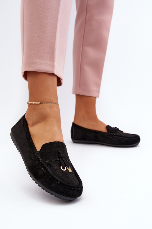 confeccionado en ante modelo Clásico Mocasines color negro Ontala