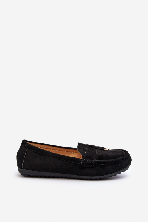 confeccionado en ante modelo Clásico Mocasines color negro Ontala