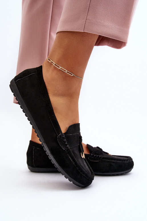 confeccionado en ante modelo Clásico Mocasines color negro Ontala