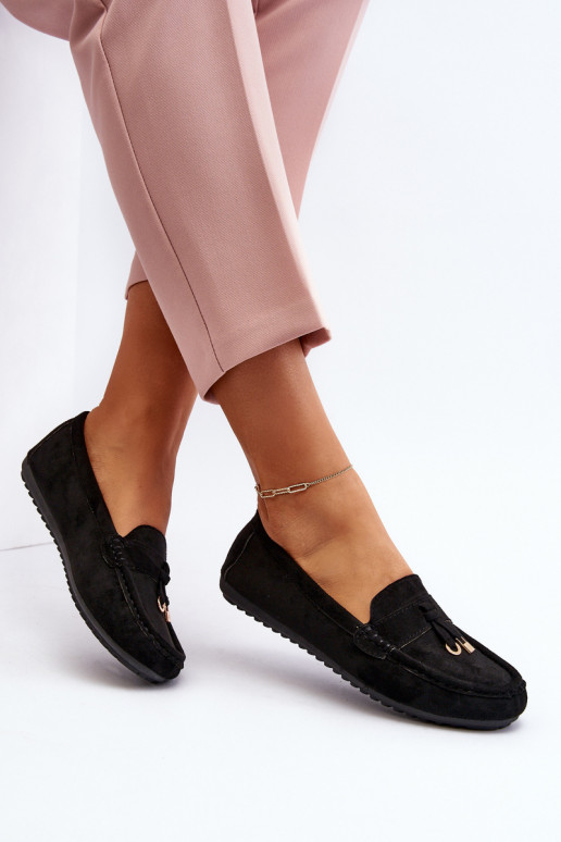 confeccionado en ante modelo Clásico Mocasines color negro Ontala