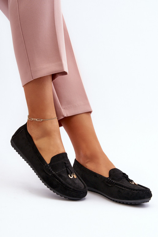 confeccionado en ante modelo Clásico Mocasines color negro Ontala