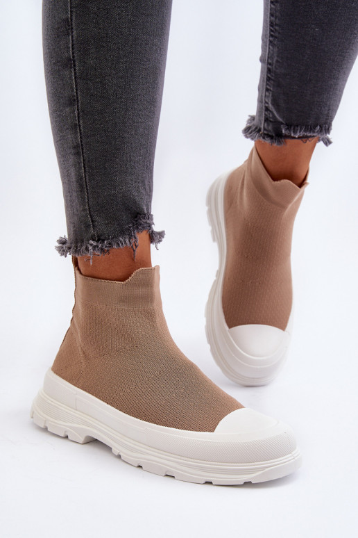 Botines de mujer Ilanae marrones con plantilla tipo calcetín