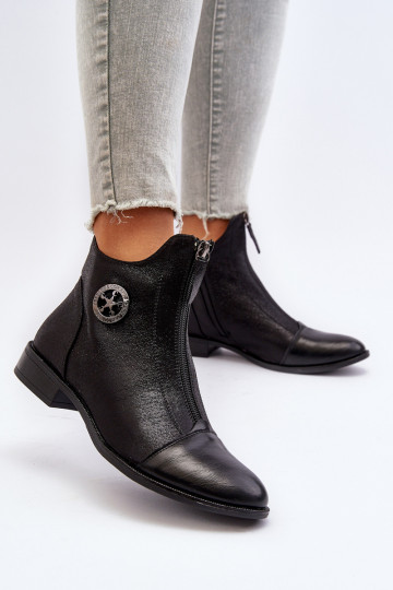 Botas de tacón ancho con cremalleras en negro Loratie 2