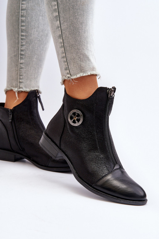 Botas de tacón ancho con cremalleras en negro Loratie Botas de tacón ancho con cremalleras en negro Loratie