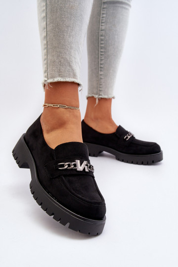 Mocasines de ante con adornos en color negro Loraleima