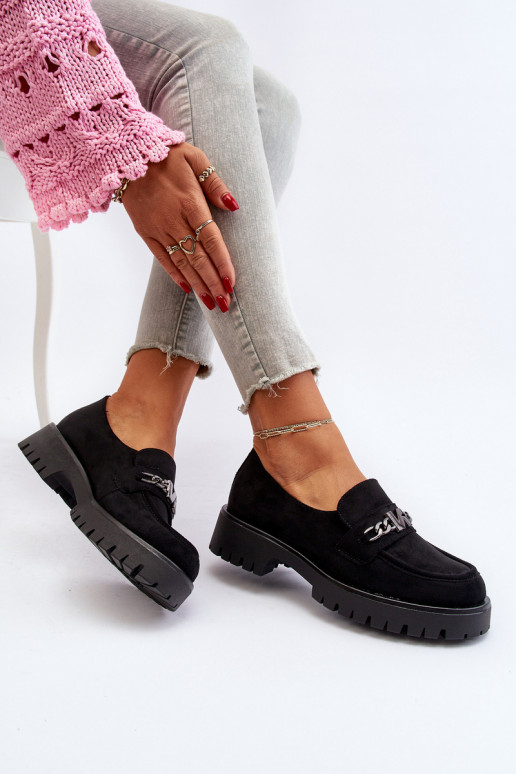 Mocasines de ante con adornos en color negro Loraleima