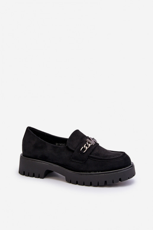 Mocasines de ante con adornos en color negro Loraleima