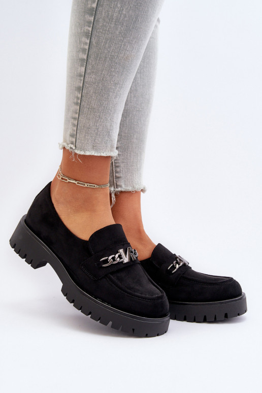 Mocasines de ante con adornos en color negro Loraleima