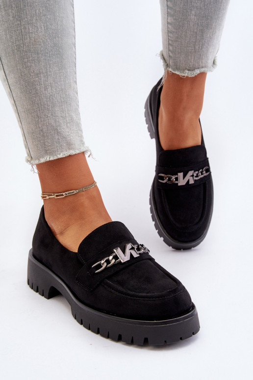 Mocasines de ante con adornos en color negro Loraleima