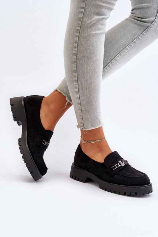 Mocasines de ante con adornos en color negro Loraleima
