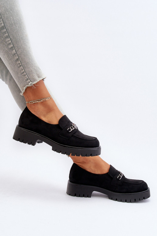 Mocasines de ante con adornos en color negro Loraleima