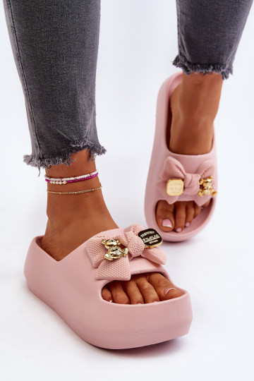 Pantuflas ligeras Pantuflas de mujer con cintas en color rosa Salessa 2