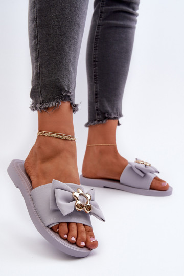 Pantuflas de mujer con cintas Lawendowe Arsicada