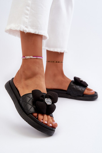 Zapatillas de casa de mujer con adornosj Platformie color negro Cedrella