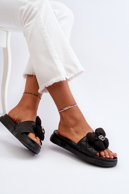 Zapatillas de casa de mujer con adornosj Platformie color negro Cedrella
