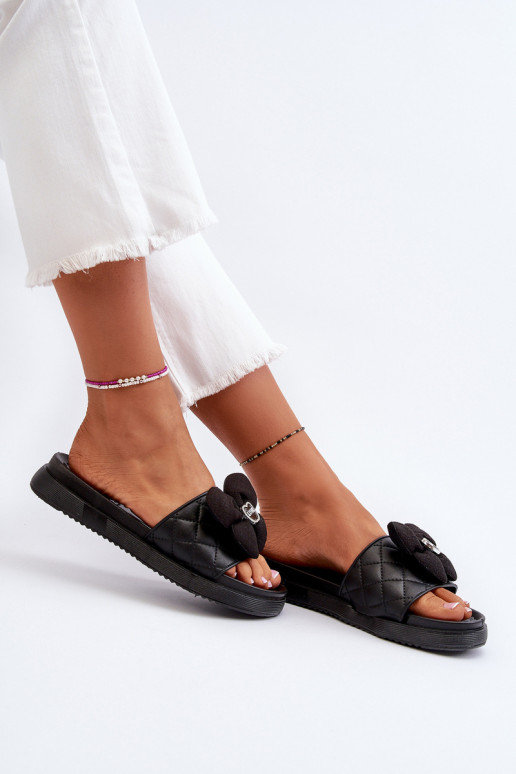 Zapatillas de casa de mujer con adornosj Platformie color negro Cedrella