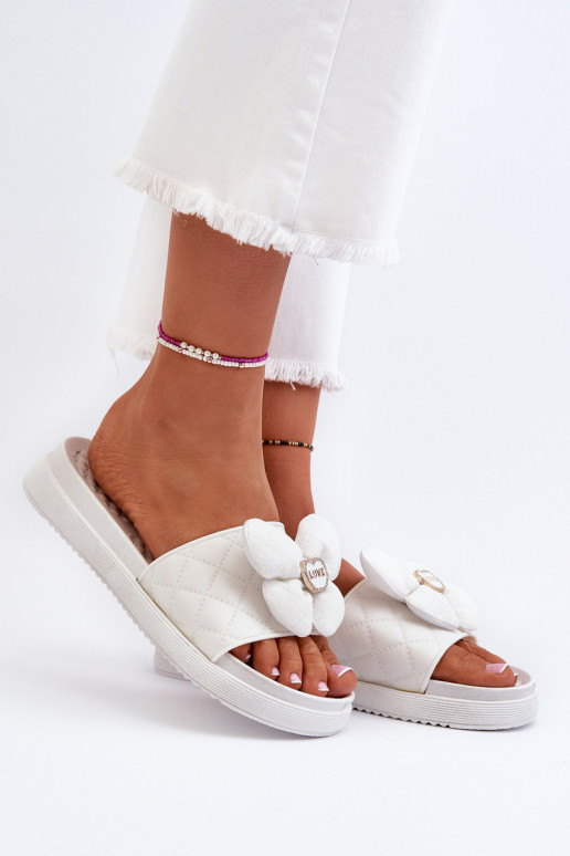 Zapatillas de casa de mujer con adornosj Platformie color blanco Cedrella Zapatillas de casa de mujer con adornosj Platformie color blanco Cedrella