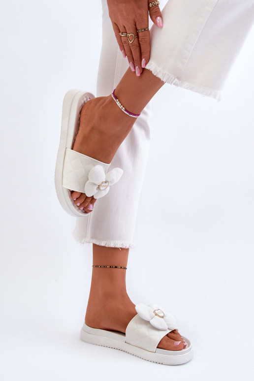 Zapatillas de casa de mujer con adornosj Platformie color blanco Cedrella Zapatillas de casa de mujer con adornosj Platformie color blanco Cedrella