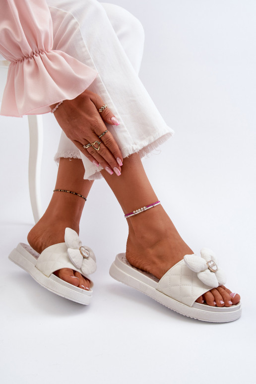 Zapatillas de casa de mujer con adornosj Platformie color blanco Cedrella Zapatillas de casa de mujer con adornosj Platformie color blanco Cedrella