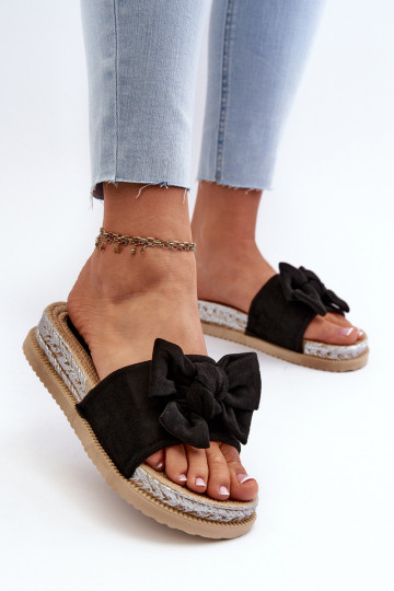 Pantuflas con plataforma y cintas en negro Aflia 2