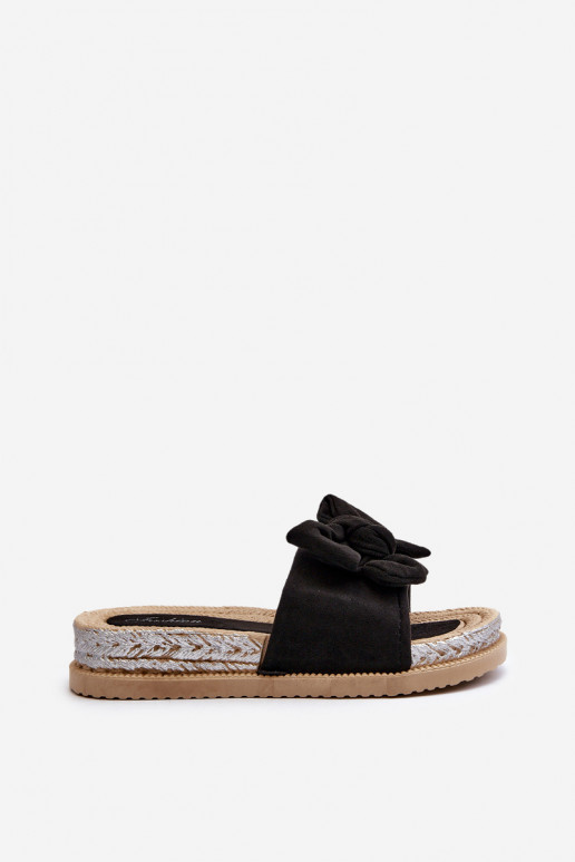 Pantuflas con plataforma y cintas en negro Aflia Pantuflas con plataforma y cintas en negro Aflia