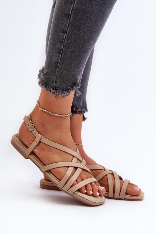 Sandalias planas para mujer Big Star NN274012 color beige