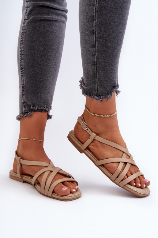 Sandalias planas para mujer Big Star NN274012 color beige