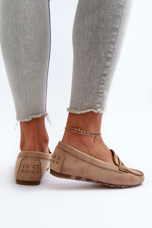 Mocasines de mujer modelo clásico confeccionados en ante beige Glimris