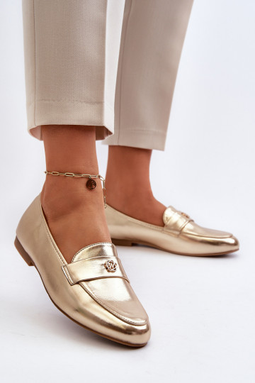 mocasines de mujer con tacón ancho en dorado Sylvaine