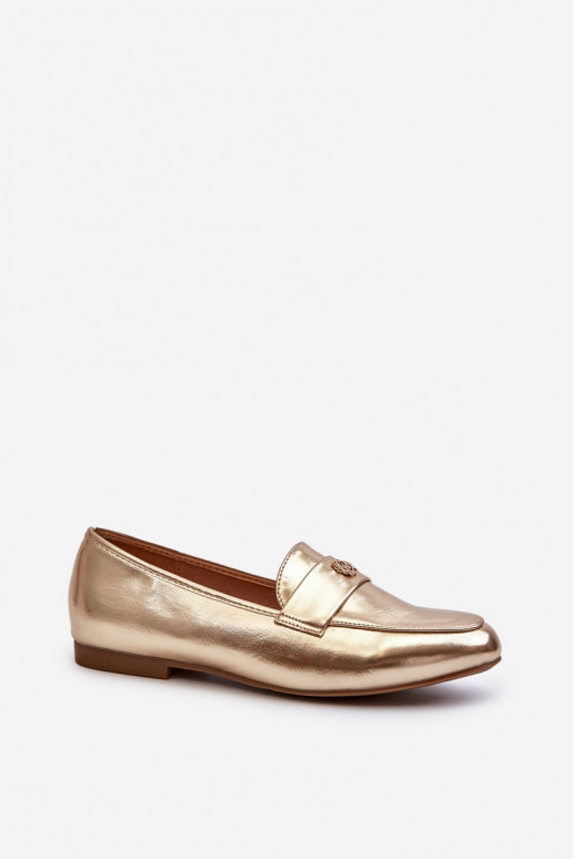 mocasines de mujer con tacón ancho en dorado Sylvaine