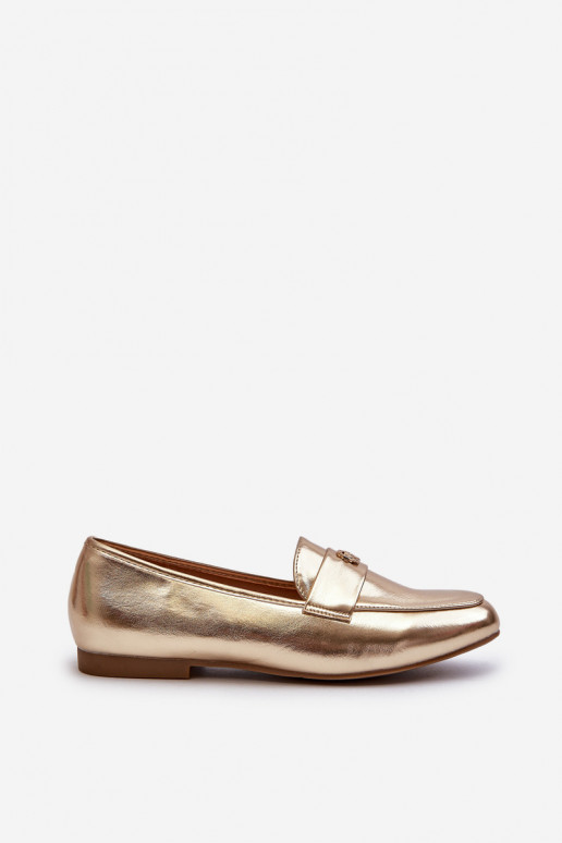 mocasines de mujer con tacón ancho en dorado Sylvaine