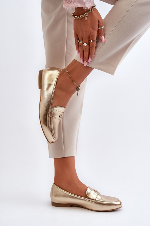 mocasines de mujer con tacón ancho en dorado Sylvaine