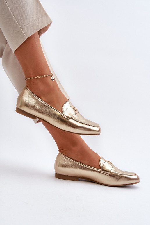 mocasines de mujer con tacón ancho en dorado Sylvaine