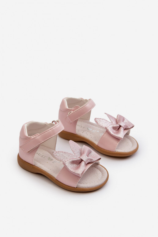 Sandalias infantiles con cintas con cierres adhesivos rosa Wistala