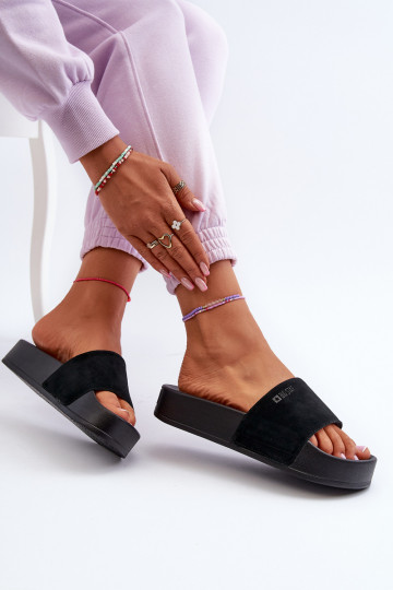 Zapatillas con plataforma fabricadas en ante Big Star NN274A670 color negro 2