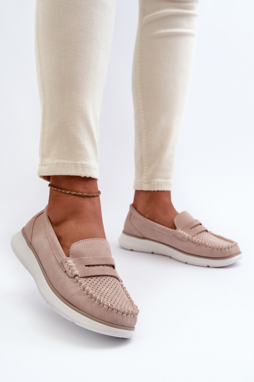 Mocasines de ante con plataforma Sergio Leone SP012 beige